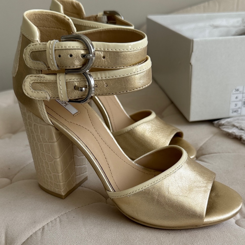 Geox Gold Women's Heels with Buckle Straps